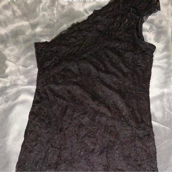 Sofia Vergara Women’s One Shoulder Dress Black Lace Asymmetrical Formal Sz. L - Picture 3 of 4